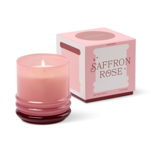 STA0701BXEU Stacked 198g Glass Candle Paddywax - Pink and Red Safron Rose 